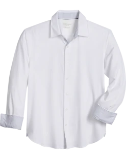 Con.Struct Four-Way Stretch Slim Fit Spread Collar Sport Shirt, White
