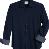 Con.Struct Four-Way Stretch Slim Fit Spread Collar Sport Shirt, Navy