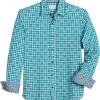 Con.Struct Slim Fit Spread Collar Sport Shirt Green And Blue