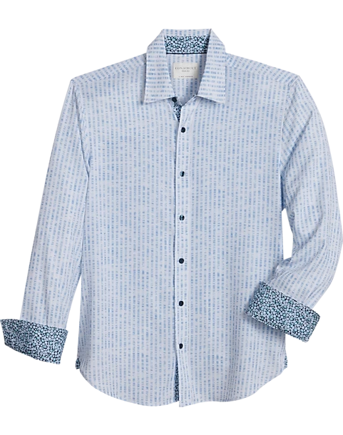 Con.Struct Slim Fit Spread Collar Sport Shirt, White And Blue Seersucker 1 Con.Struct Slim Fit Spread Collar Sport Shirt, White And Blue Seersucker