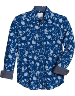 Con.Struct Slim Fit Spread Collar Sport Shirt, Navy Floral