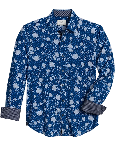 Con.Struct Slim Fit Spread Collar Sport Shirt, Navy Floral 1 Con.Struct Slim Fit Spread Collar Sport Shirt, Navy Floral