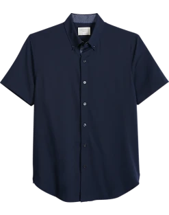 Con.Struct Slim Fit Short Sleeve Sport Shirt Navy