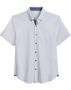 Con.Struct Slim Fit Short Sleeve Sport Shirt White & Black Paw Prints