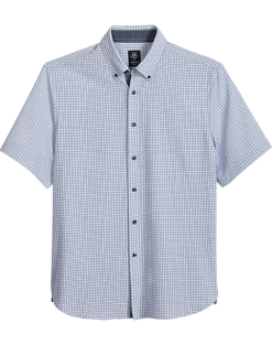 Michael Strahan Modern Fit Short Sleeve Sport Shirt, Square Dot White