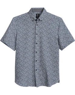 Michael Strahan Four-Way Modern Fit Button Down Collar Sport Shirt, Gray Floral