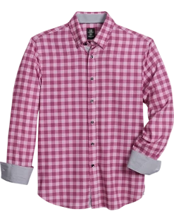 Michael Strahan Modern Fit Sport Shirt Rose Plaid