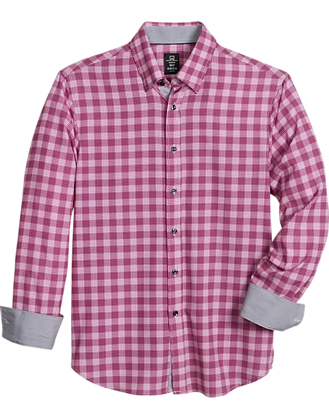 Michael Strahan Modern Fit Sport Shirt Rose Plaid 1 Michael Strahan Modern Fit Sport Shirt Rose Plaid