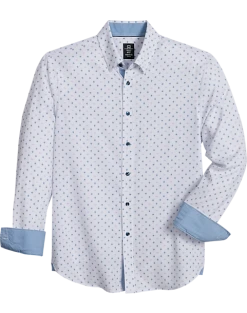 Michael Strahan Modern Fit Sport Shirt, White & Blue Dot
