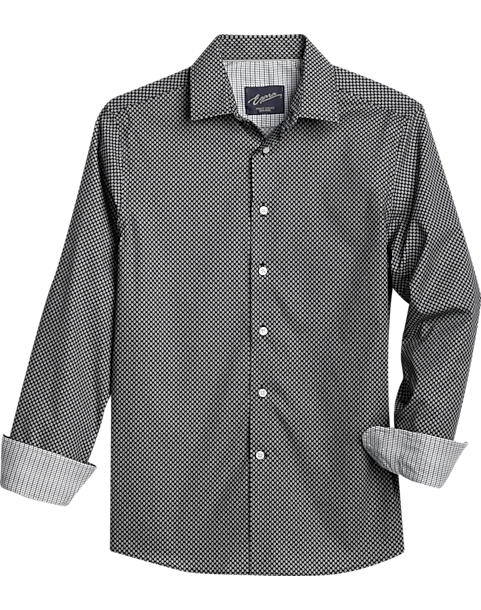Egara Slim Fit Sport Shirt, Black Cat Eye Print 1 Egara Slim Fit Sport Shirt, Black Cat Eye Print