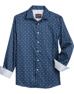 Egara Slim Fit Sport Shirt, Navy Hibiscus Print