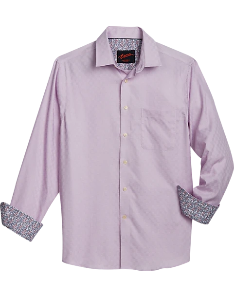 Egara Slim Fit Sport Shirt, Berry Woven Grid 1 Egara Slim Fit Sport Shirt, Berry Woven Grid