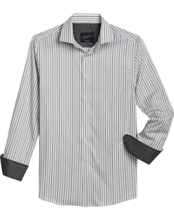 Egara Slim Fit Sport Shirt, Black Tonal Stripe