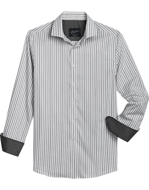 Egara Slim Fit Sport Shirt, Black Tonal Stripe 1 Egara Slim Fit Sport Shirt, Black Tonal Stripe
