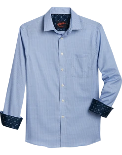Egara Slim Fit Sport Shirt, Blue Woven Check