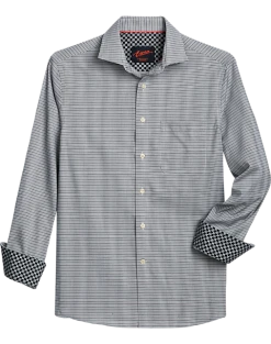 Egara Slim Fit Sport Shirt, Black Woven Check