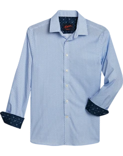 Egara Slim Fit Sport Shirt, Blue Daisy Dot