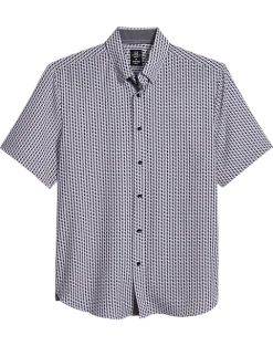 Michael Strahan Modern Fit 4-Way Stretch Short Sleeve Sport Shirt, Gray Oval