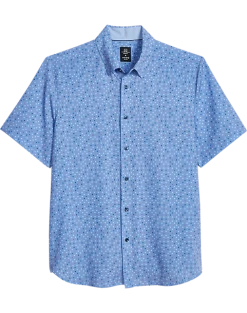Michael Strahan Modern Fit 4-Way Stretch Short Sleeve Sport Shirt, Blue Confetti Dot