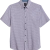 Michael Strahan Modern Fit 4-Way Stretch Short Sleeve Sport Shirt, Pink & Blue Oval
