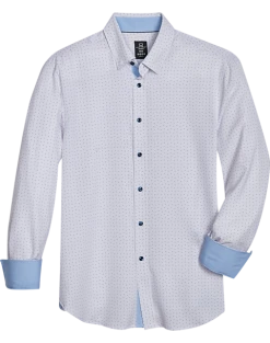 Michael Strahan Modern Fit Four-Way Stretch Sport Shirt, White Mini Triangle