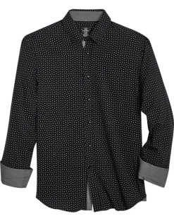 Michael Strahan Modern Fit 4-Way Stretch Sport Shirt Black Mini Triangle