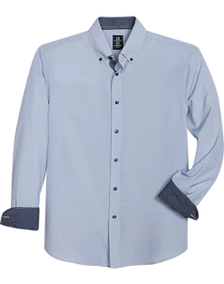 Michael Strahan Modern Fit Four-Way Stretch Sport Shirt, White Mini Diamond