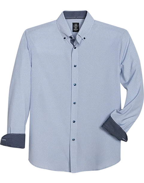 Michael Strahan Modern Fit Four-Way Stretch Sport Shirt, White Mini Diamond 1 Michael Strahan Modern Fit Four-Way Stretch Sport Shirt, White Mini Diamond