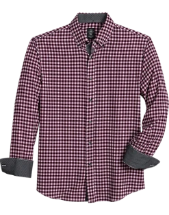 Michael Strahan Modern Fit Button-Down Collar 4-Way Stretch Sport Shirt Pink Check