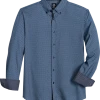 Michael Strahan Modern Fit Button-Down Collar Four-Way Stretch Sport Shirt, Navy Mesh Netting Print
