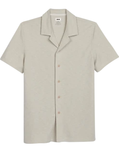 Joseph Abboud Modern Fit Short Sleeve Camp Shirt, Tan