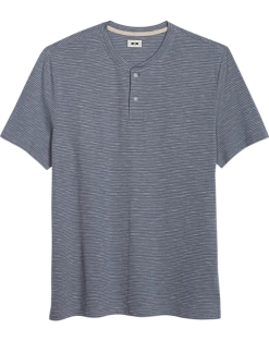 Joseph Abboud Modern Fit Short Sleeve Henley, Slate Stripe