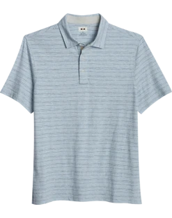 Joseph Abboud Modern Fit Short Sleeve Polo Shirt, Light Blue Stripe
