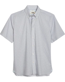 Joseph Abboud Modern Fit Short Sleeve Sport Shirt, White & Burgundy Paisley Dot