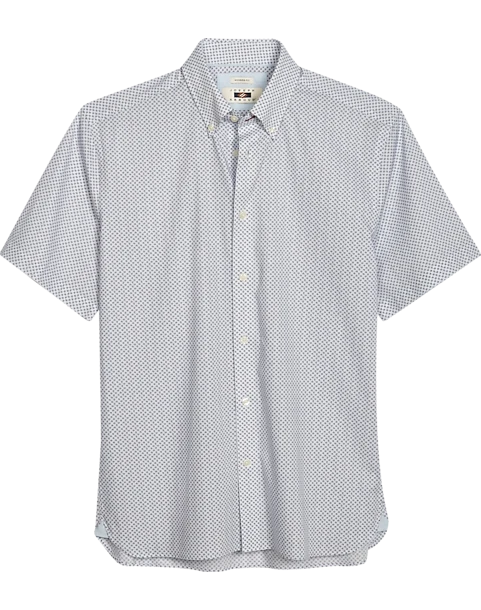 Joseph Abboud Modern Fit Short Sleeve Sport Shirt, White & Burgundy Paisley Dot 1 Joseph Abboud Modern Fit Short Sleeve Sport Shirt, White & Burgundy Paisley Dot