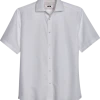 Joseph Abboud Modern Fit Short Sleeve Linen-Blend Sport Shirt, White