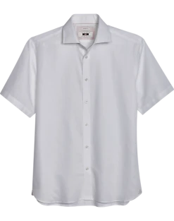 Joseph Abboud Modern Fit Short Sleeve Linen-Blend Sport Shirt, White