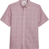 Joseph Abboud Modern Fit Sport Shirt, Burgundy Glen Plaid