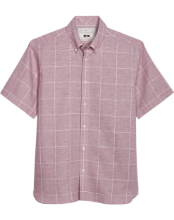 Joseph Abboud Modern Fit Sport Shirt, Burgundy Glen Plaid