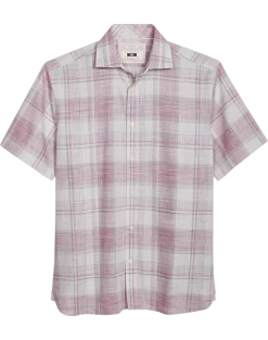 Joseph Abboud Modern Fit Sport Shirt, Burgundy Plaid