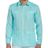 Cubavera Modern Fit Linen Guayabera Shirt, Blue