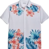 Cubavera Modern Fit 4-Way Stretch Sport Shirt, White Tropical Print