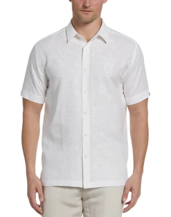 Cubavera Modern Fit Tonal Embroidered Shirt, White