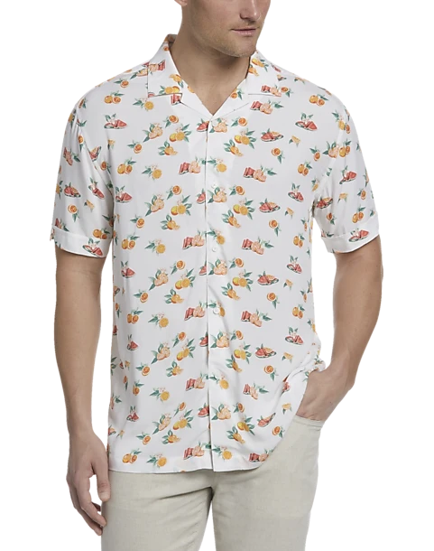 Cubavera Modern Fit Camp Shirt, White Tropical Fruit 1 Cubavera Modern Fit Camp Shirt, White Tropical Fruit