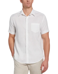 Cubavera Modern Fit TravelSelect Linen Blend Shirt, White
