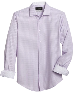 Report Collection Slim Fit Four-Way Stretch Sport Shirt, Purple Mini Square Print