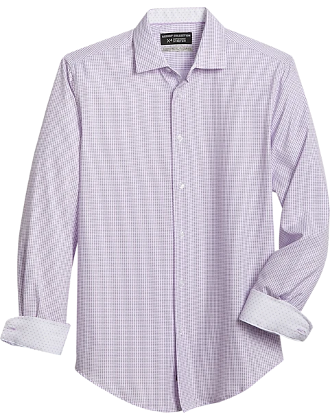 Report Collection Slim Fit Four-Way Stretch Sport Shirt, Purple Mini Square Print 1 Report Collection Slim Fit Four-Way Stretch Sport Shirt, Purple Mini Square Print
