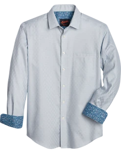 Egara Slim Fit Sport Shirt, Teal Parquet Check