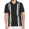 Cubavera Modern Fit Camp Collar Shirt, White Tri-Color Panels