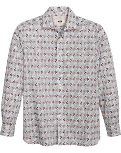 Joseph Abboud Modern Fit Sport Shirt, Burgundy Paisley Tile